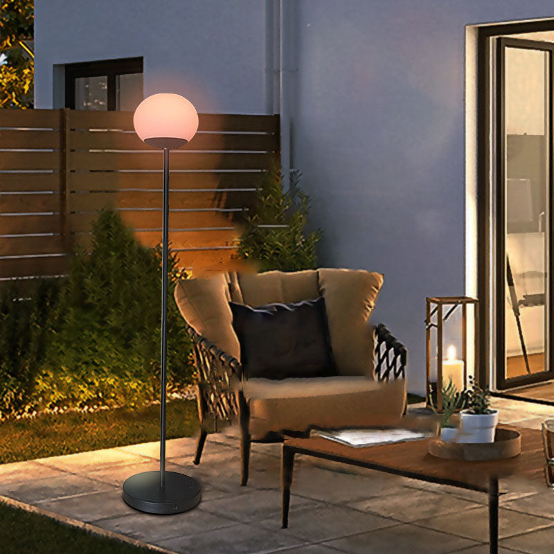 Solar Modern Minimalist Wrought Iron PE Oval LED Outdoor Standing Floor Lamp Cuvalon