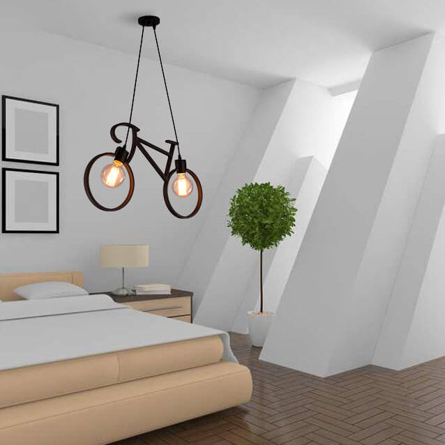 Modern Creative Bicycle Shape Iron 2-Light Kids Chandelier Cuvalon