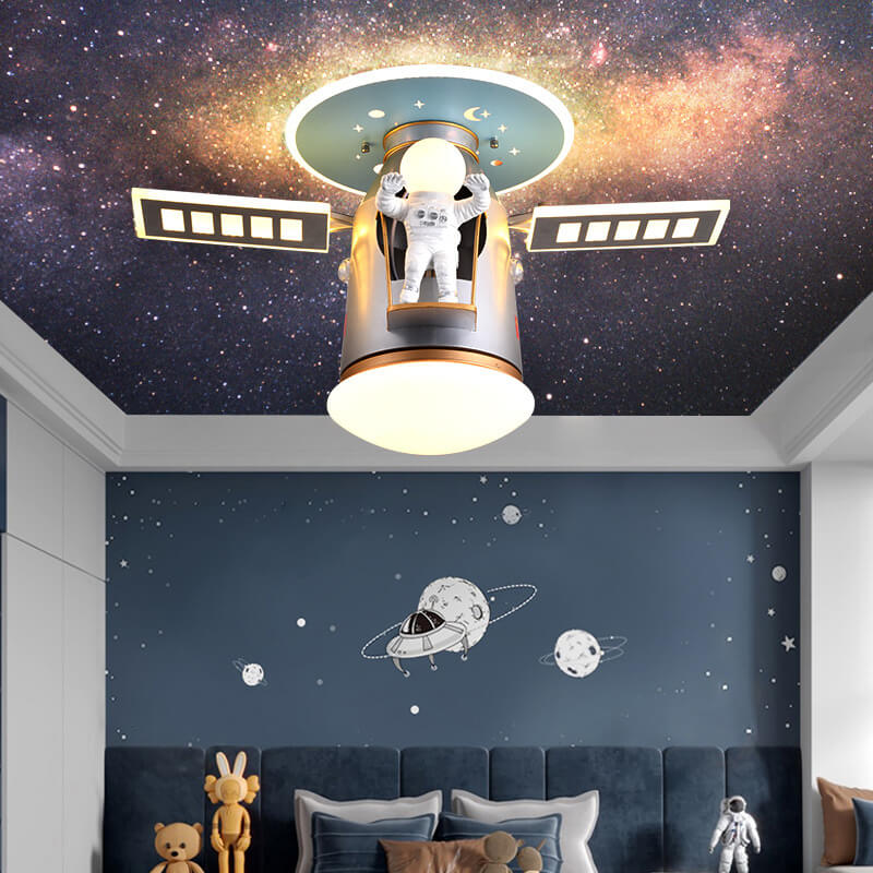 Creative Simplicity Spaceman Astronaut LED Kids Flush Mount Ceiling Light Cuvalon