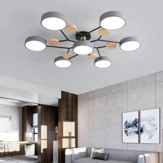 Contemporary Scandinavian Round Molecule Branch Design LED Semi-Flush Mount Ceiling Light For Living Room Cuvalon