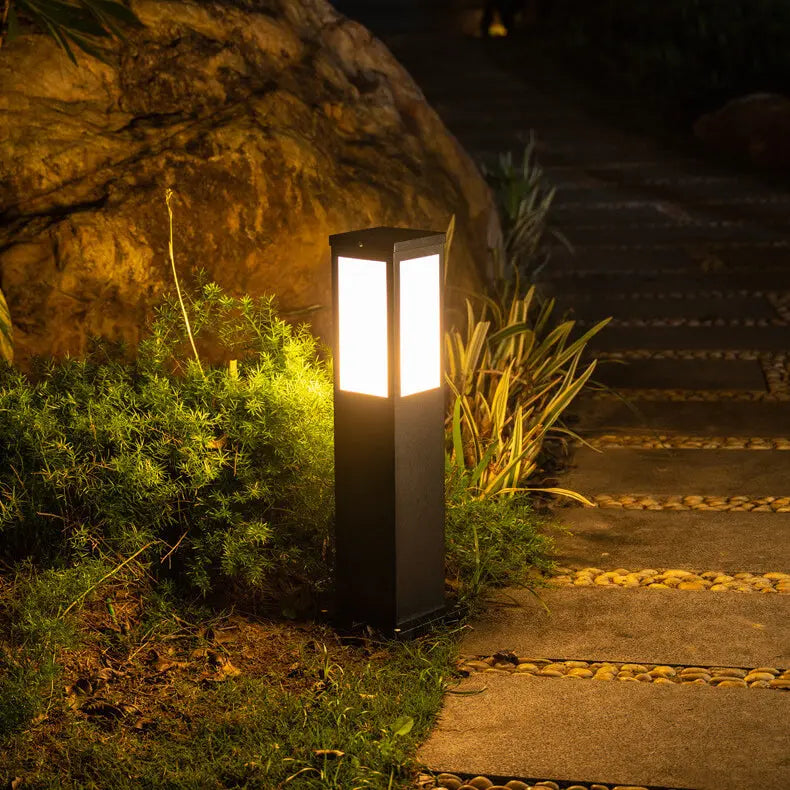 Modern Solar Lawn Square Column Outdoor Waterproof Path Lamp Cuvalon