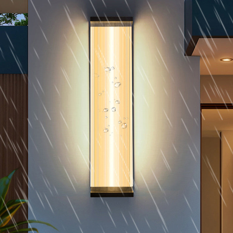 Modern Minimalist Waterproof Rectangular Stainless Steel Acrylic LED Outdoor Wall Sconce Lamp For Outdoor Patio Cuvalon