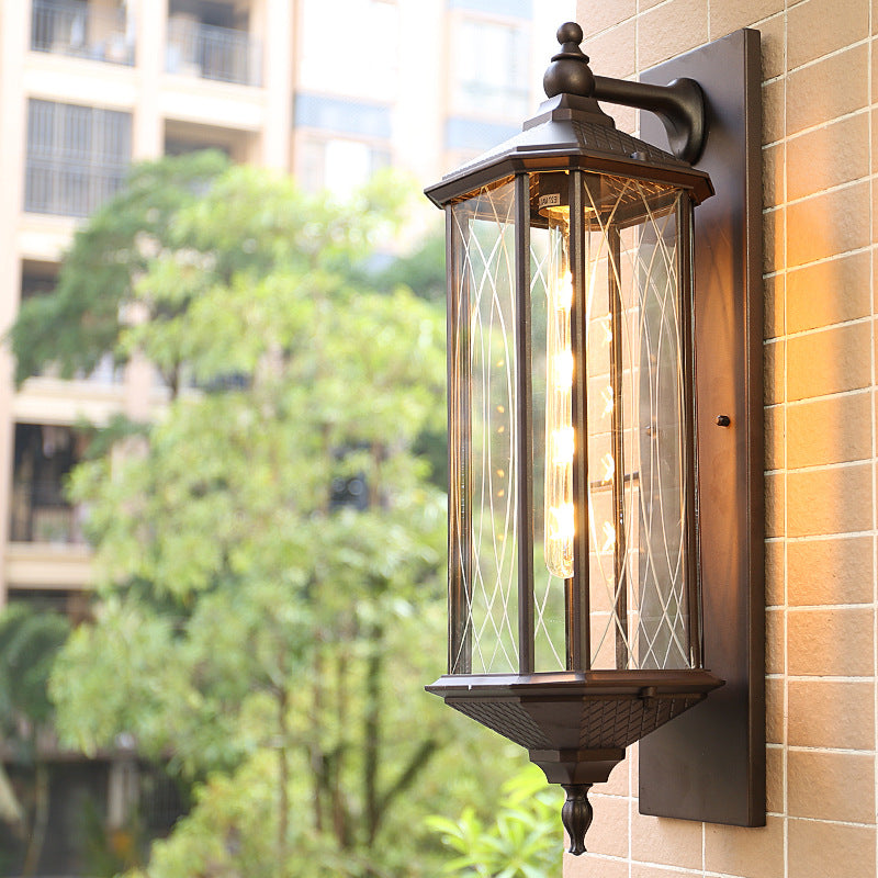 Outdoor Vintage Chinese Transparent Cage 1-Light Waterproof Wall Sconce Lamp Cuvalon