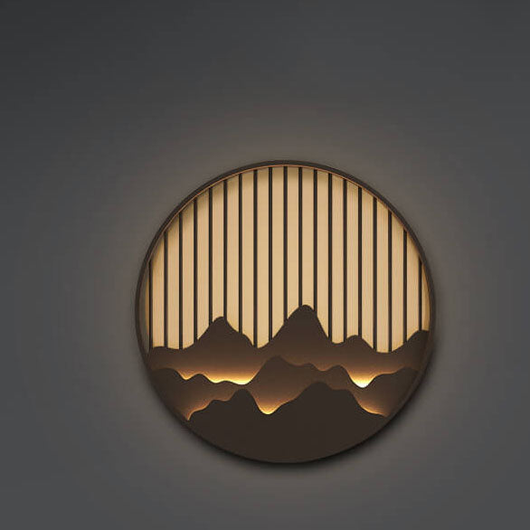 Chinese Modern Round Mountain Stainless Steel PC LED Waterproof Outdoor Wall Sconce Light Cuvalon