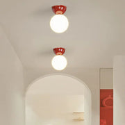 Contemporary Scandinavian Iron Spherical Glass Shade 1-Light Semi-Flush Mount Ceiling Light For Hallway Cuvalon