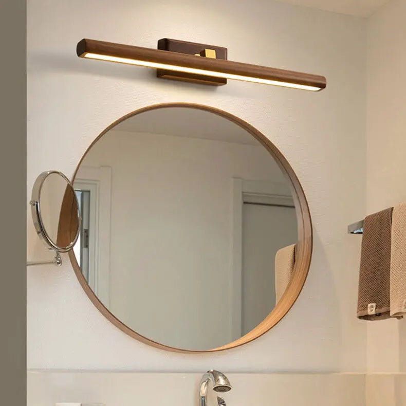 Nordic Minimalist Beechwood Copper Cylinder LED Bathroom Vanity Mirror Front Wall Sconce Lamp For Living Room & Bathroom Cuvalon