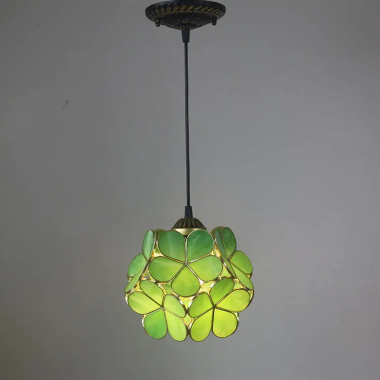 Vintage Stained Glass Petal 1-Light Pendant Light Cuvalon