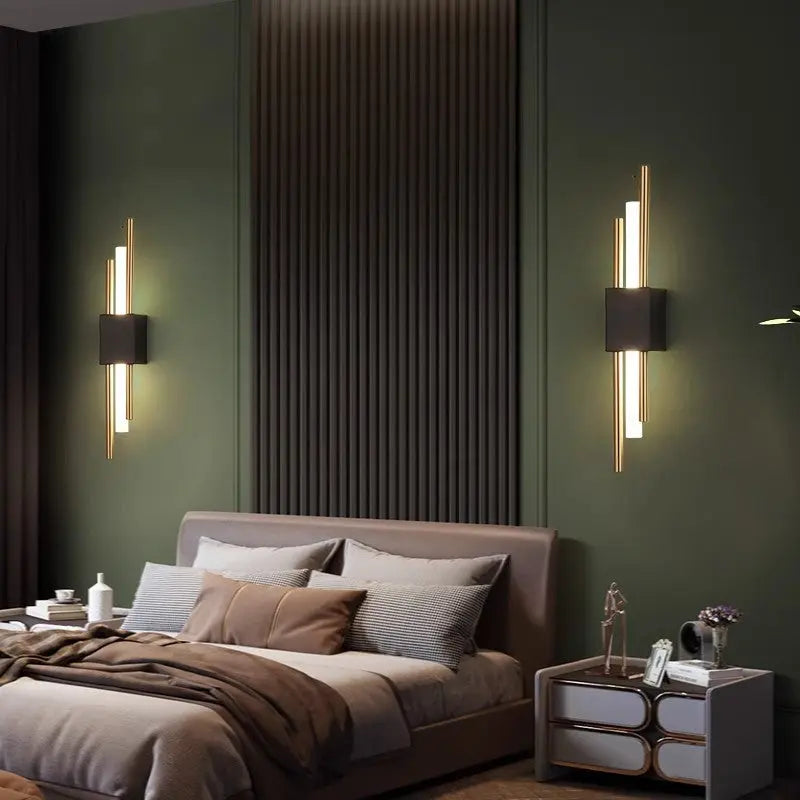 Modern Minimalist Iron Acrylic Strip LED Wall Sconce Lamp For Bedside Cuvalon