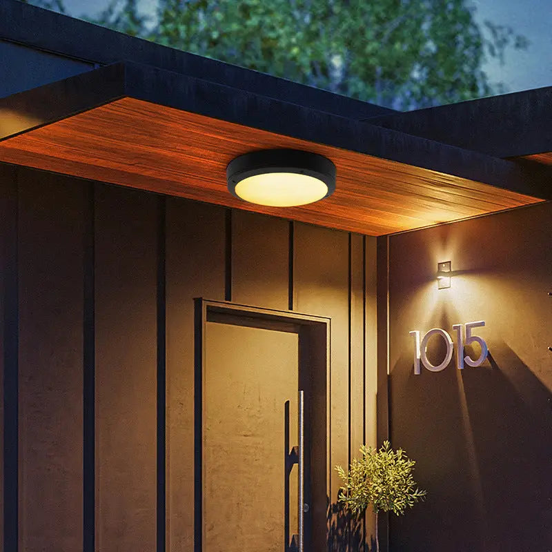 Outdoor Simple Round Octagon Aluminum Waterproof LED Flush Mount Ceiling Light Cuvalon