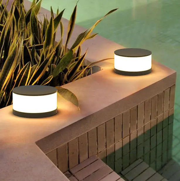 Solar Outdoor Round Column Post Head LED Waterproof Landscape Light Cuvalon