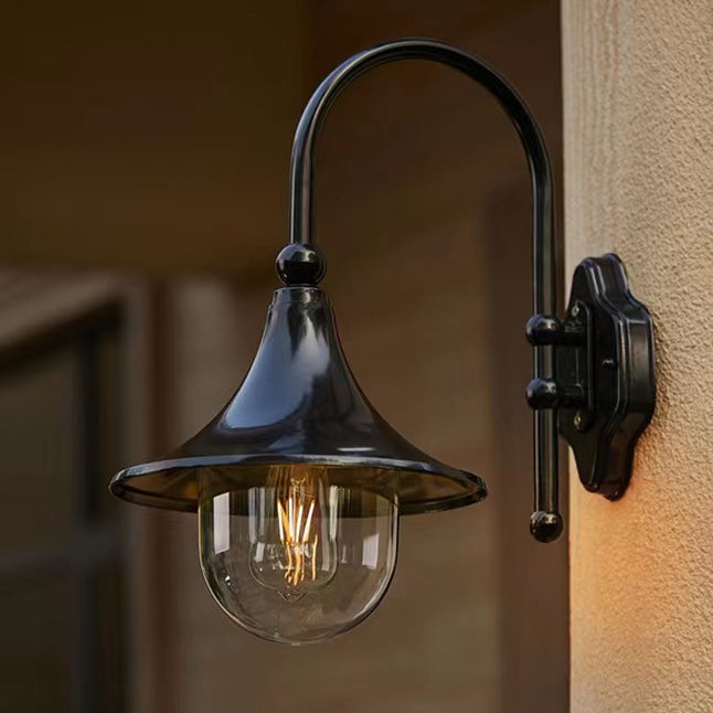 Contemporary Industrial Aluminum Horn Shape 1-Light Wall Sconce Lamp For Outdoor Patio Cuvalon
