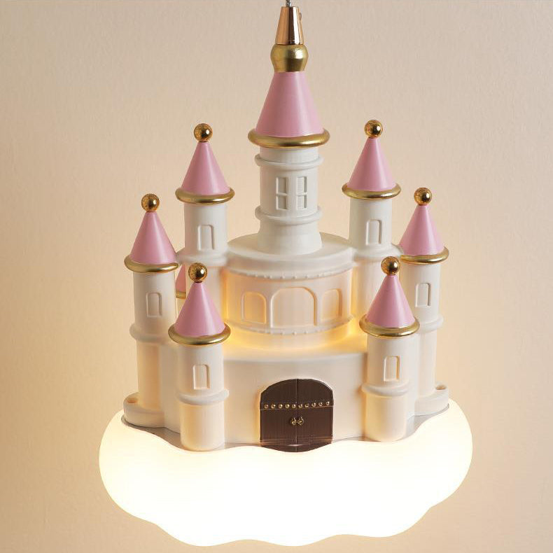 Contemporary Nordic Kids Resin PVC PE Castle 1-Light Pendant Light For Bedroom Cuvalon