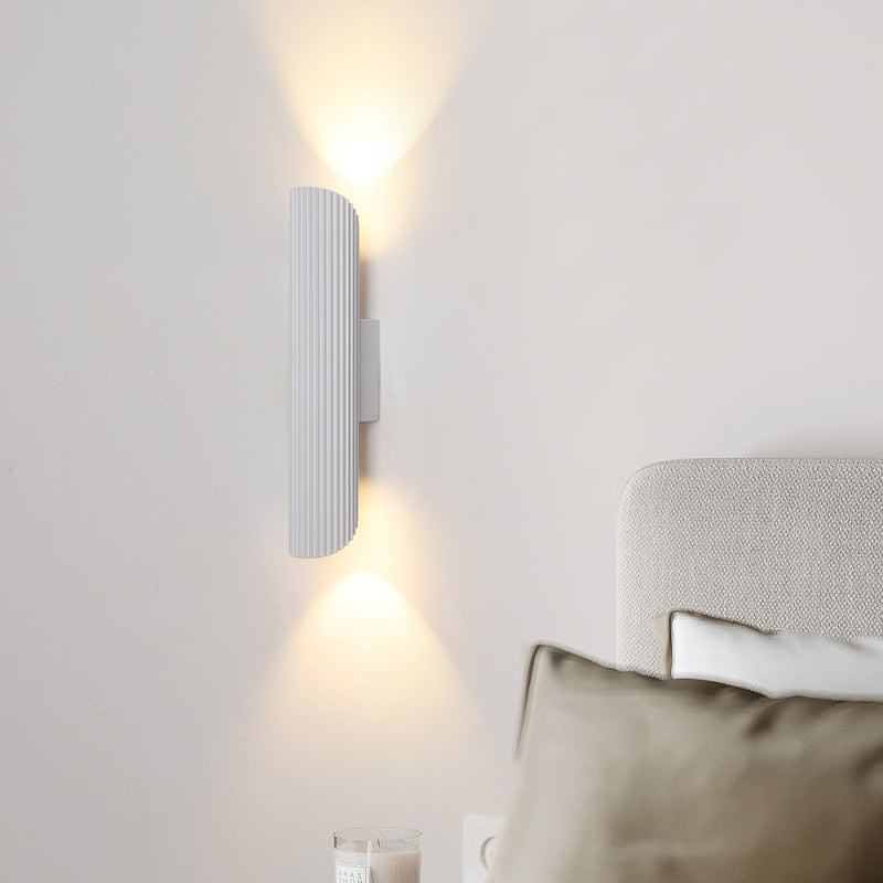 Modern Minimalist Cylinder Stripe Iron Aluminum LED Wall Sconce Lamp For Bedroom Cuvalon