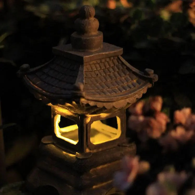 Japanese Zen Solar Waterproof Pagoda Stone LED Outdoor Garden Decoration Landscape Light Cuvalon