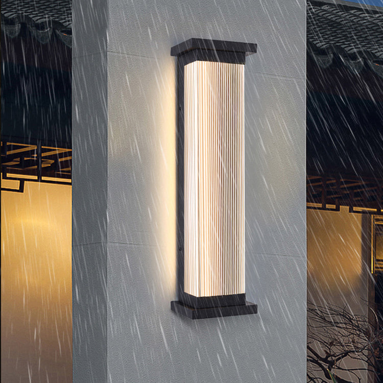 Modern Minimalist Waterproof Striped Rectangle Stainless Steel Acrylic Wall Sconce Lamp For Outdoor Patio Cuvalon