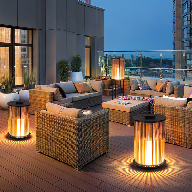 Modern Simplicity Cylinder Glass Stainless Steel 1-Light Landscape Light For Outdoor Patio Cuvalon