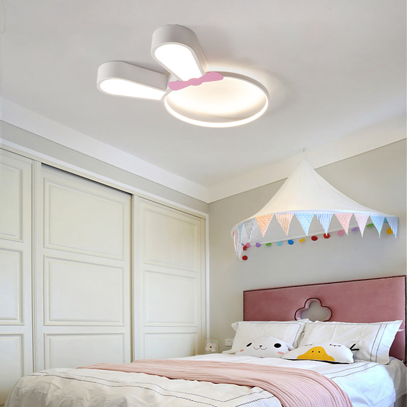 Contemporary Creative Kids Rabbit Iron Acrylic LED Flush Mount Ceiling Light For Bedroom Cuvalon