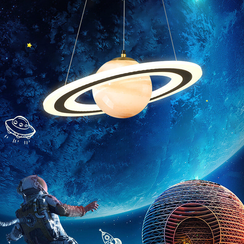 Modern Creative Space Planet Circle Kids LED Chandelier Cuvalon