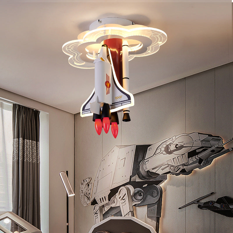 Contemporary Creative Iron Cartoon Aerospace Rocket Acrylic LED Kids Flush Mount Ceiling Light For Living Room Cuvalon