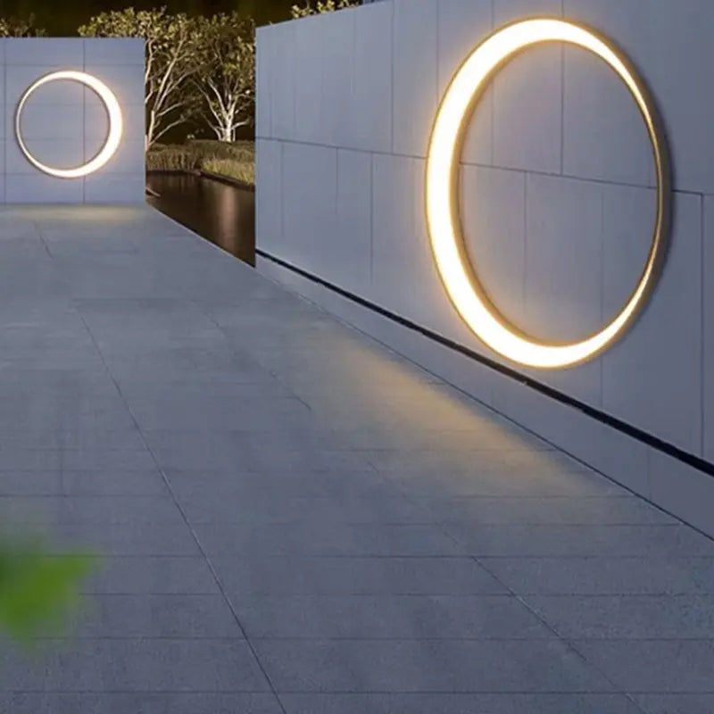Modern Minimalist Crescent Circle Stainless Steel PC Waterproof LED Wall Sconce Lamp For Outdoor Patio Cuvalon