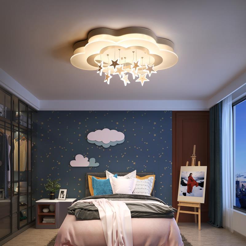 Contemporary Nordic Star Decor Cloud Acrylic Shade LED Kids Flush Mount Ceiling Light For Bedroom Cuvalon