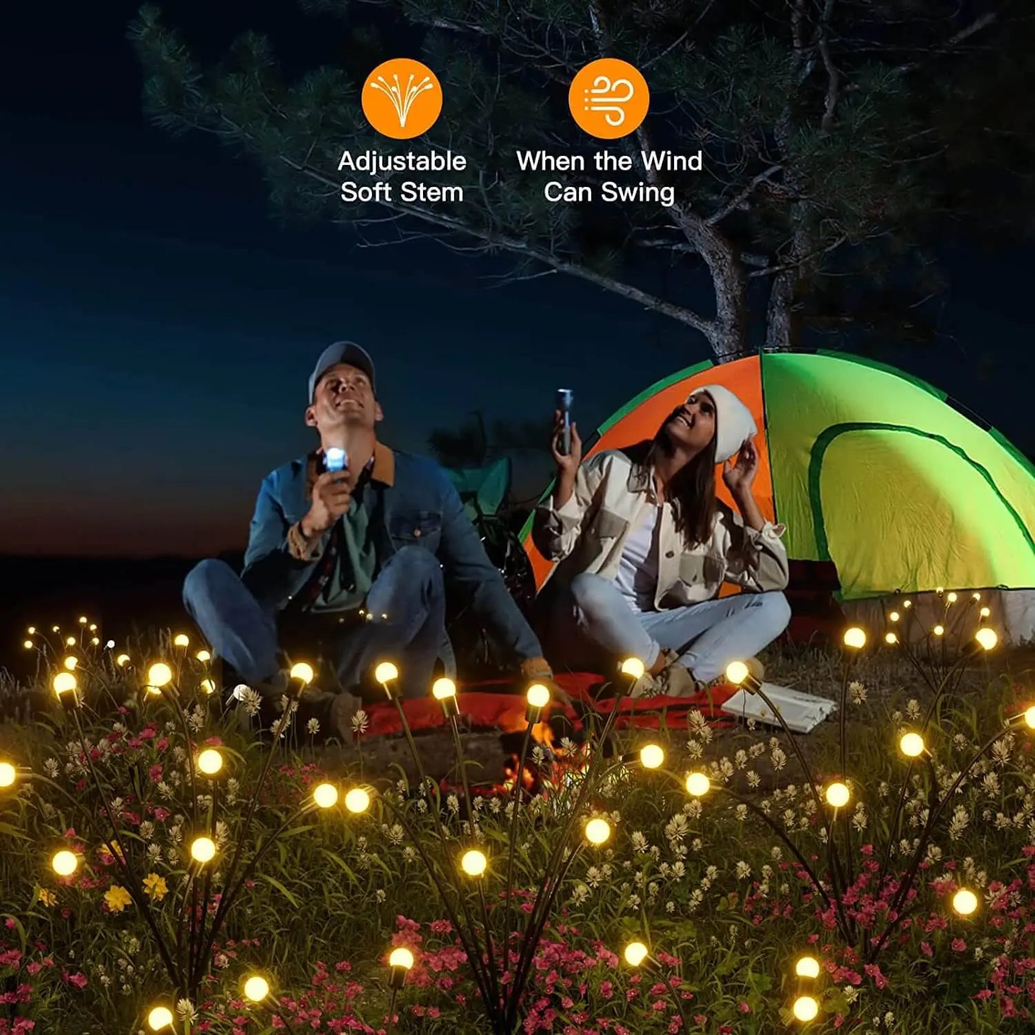 Modern Decorative Solar Firefly Waterproof ABS LED Lawn Insert Ground Outdoor Landscape Lighting Cuvalon