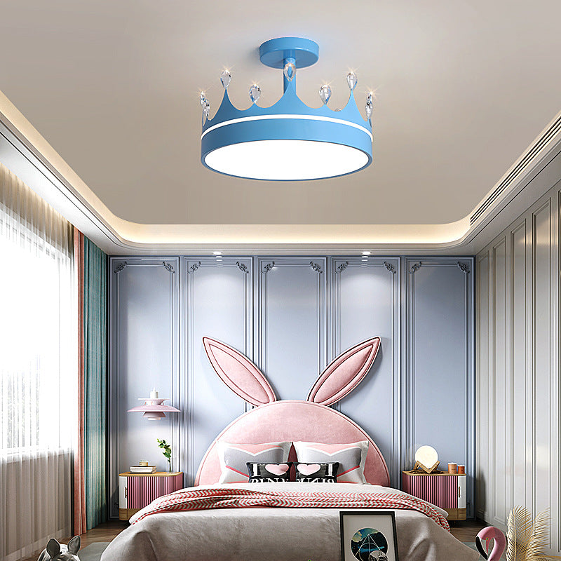 Cartoon Creative Crown LED Kids Semi-Flush Mount Ceiling Light Cuvalon