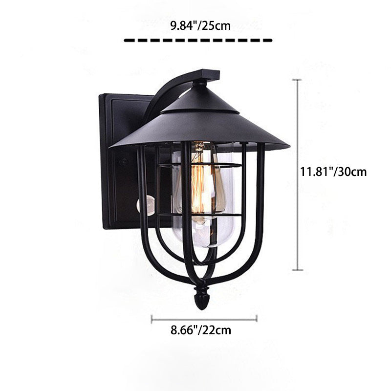 Contemporary Industrial Human Sensing Iron Glass 1-Light Outdoor Wall Sconce Lamp For Garden Cuvalon