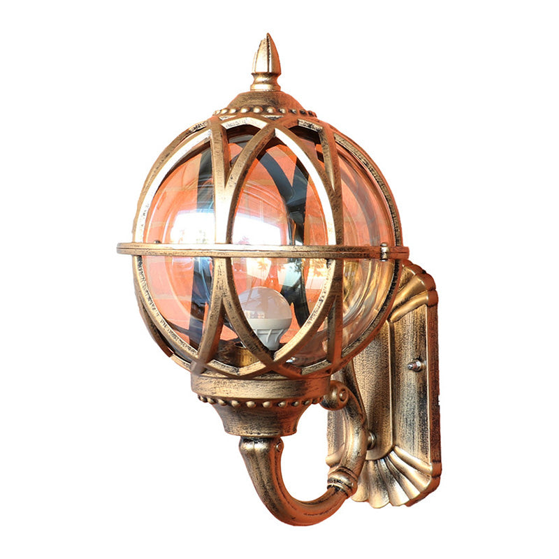 Traditional European Waterproof Ball Aluminium Glass 1-Light Wall Sconce Lamp For Outdoor Patio Cuvalon