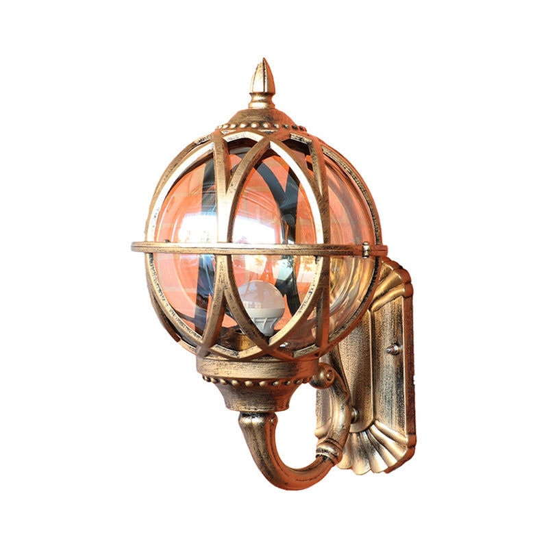 Traditional European Waterproof Ball Aluminium Glass 1-Light Wall Sconce Lamp For Outdoor Patio Cuvalon