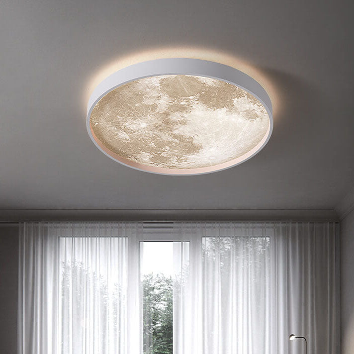 Nordic Creative Moon Round LED Flush Mount Ceiling Light Cuvalon