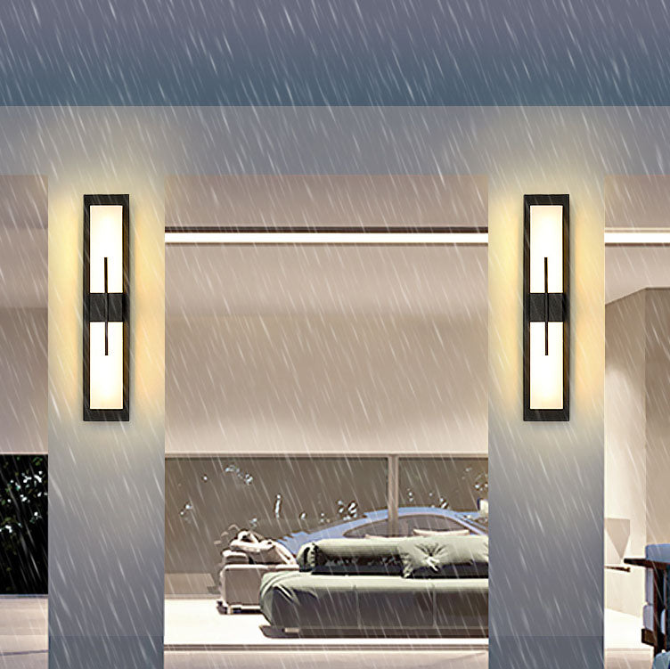 Outdoor Minimalist Rectangular Stainless Steel Acrylic LED Waterproof Wall Sconce Lamp Cuvalon