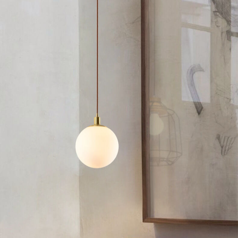 Nordic Minimalist White Orb 1-Light Pendant Light Cuvalon