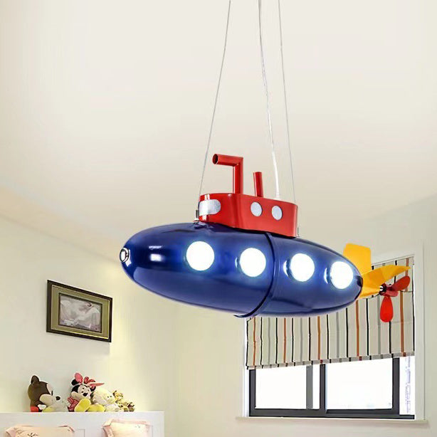 Contemporary Creative Cartoon Submarine Iron LED Kids Chandelier For Bedroom Cuvalon