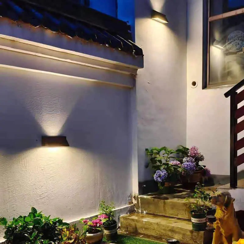 Outdoor Solar Waterproof Rectangular Slant LED Patio Wall Sconce Lamp Cuvalon