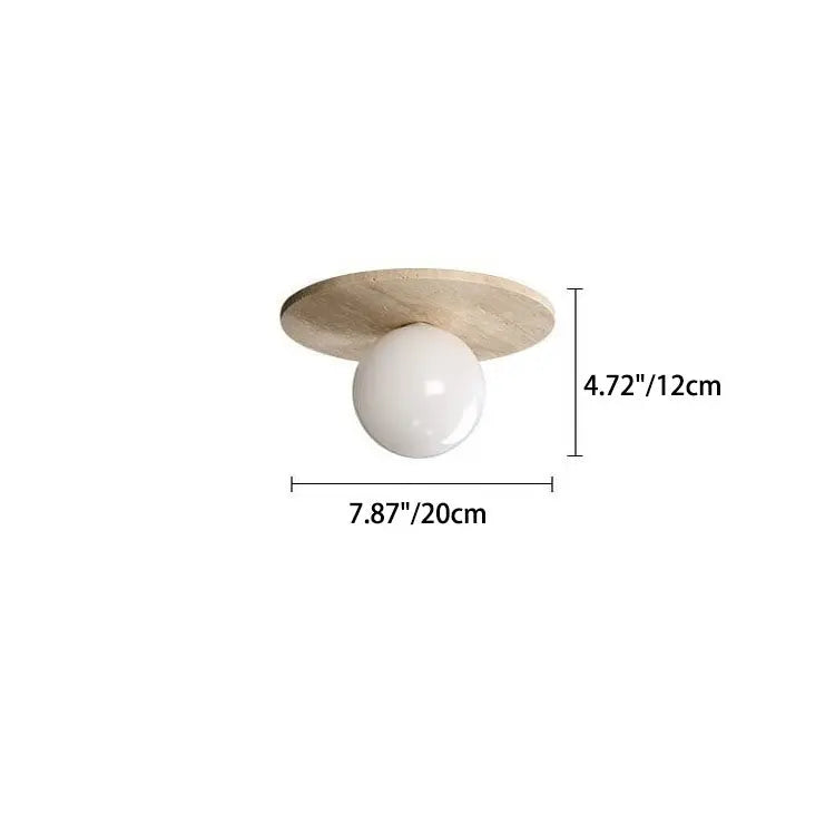 Traditional Vintage Round Travertine 1-Light Flush Mount Ceiling Light For Hallway Cuvalon