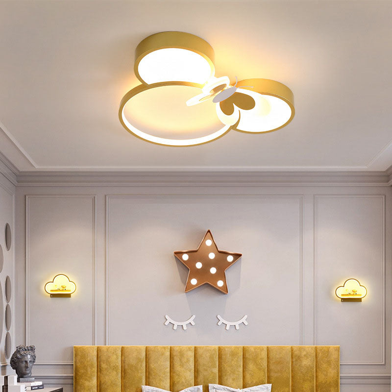 Modern Creative Minimalist Wrought Iron Cartoon Mouse LED Flush Mount Ceiling Light Cuvalon