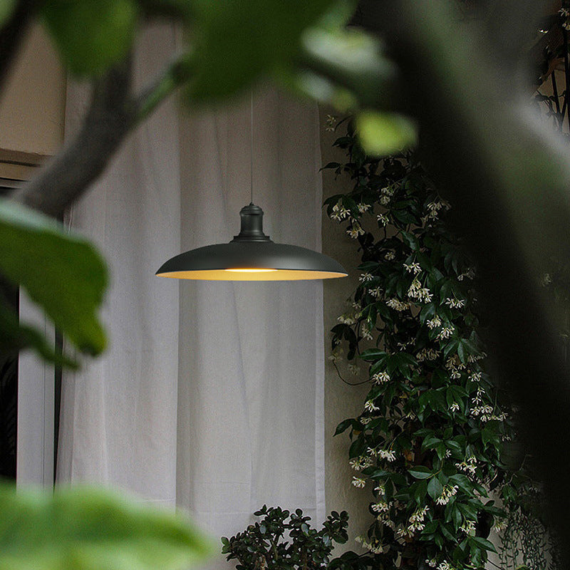 Contemporary Scandinavian Waterproof Carbonized Steel Round 1-Light Pendant Light For Outdoor Patio Cuvalon