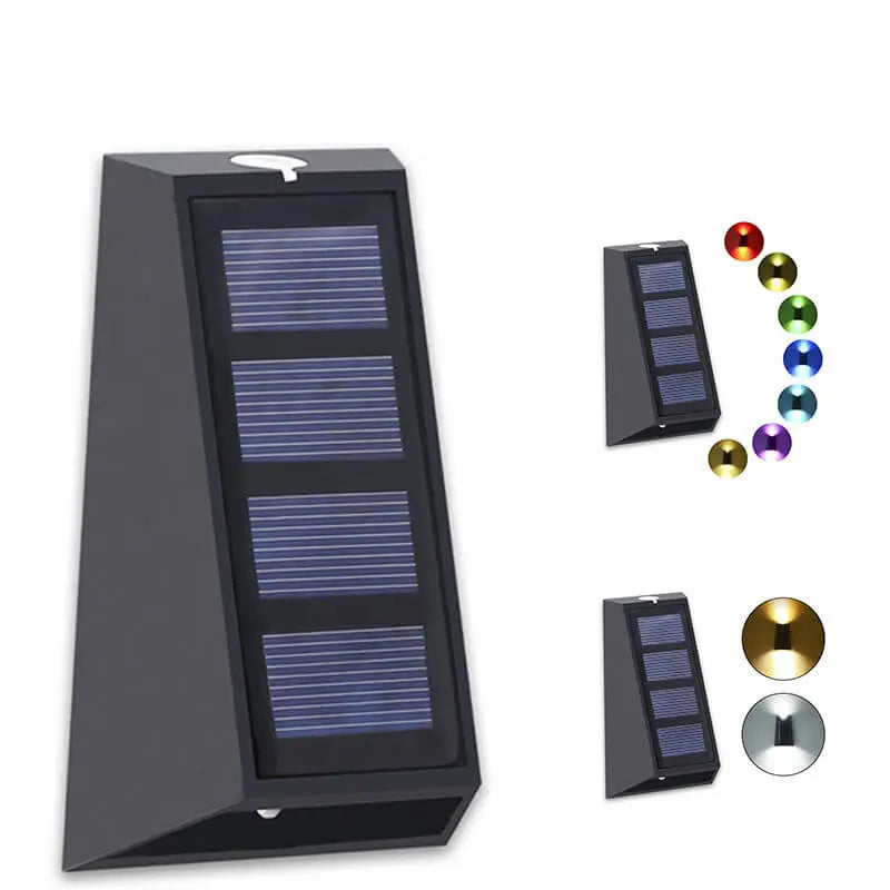 Solar Simple Trapezoid Outdoor RGB Patio LED Wall Sconce Lamp Cuvalon