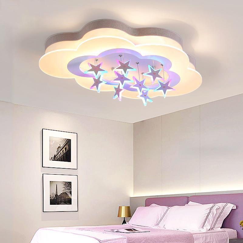 Contemporary Nordic Star Decor Cloud Acrylic Shade LED Kids Flush Mount Ceiling Light For Bedroom Cuvalon