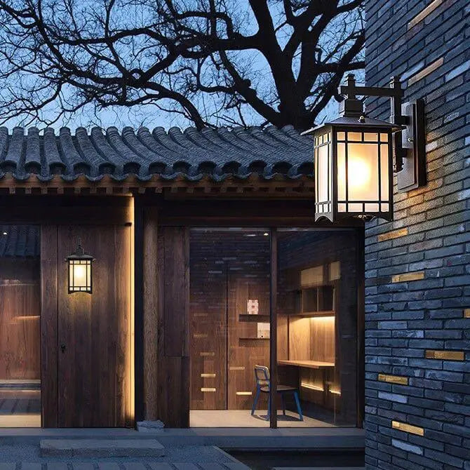 Modern Waterproof Solar Aluminum Chinese Pavilion Shape 1-Light Wall Sconce Lamp Cuvalon