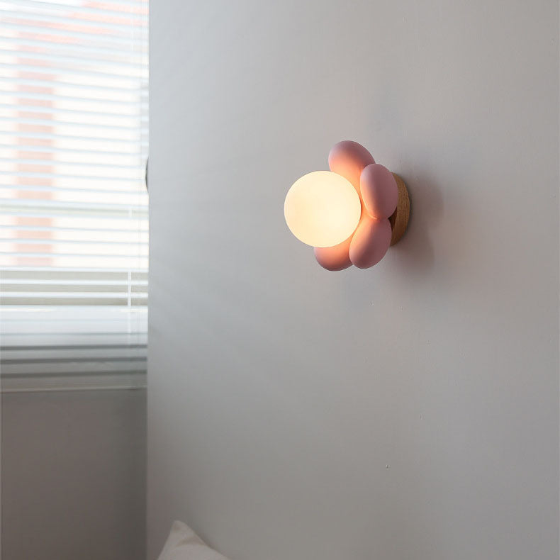 Modern Creative Flowers Shape Glass Ceramic 1-Light Kids Wall Sconce Lamp Cuvalon