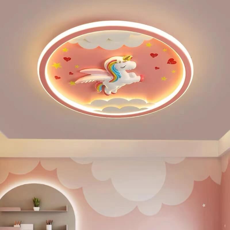 Modern Cartoon Resin Airplane Pegasus Acrylic Shade LED Kids Flush Mount Ceiling Light Cuvalon