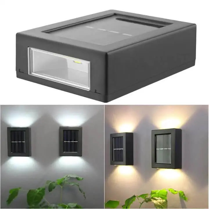Solar Square Up and Down Lighted LED Outdoor Waterproof Garden Wall Sconce Lamp Cuvalon