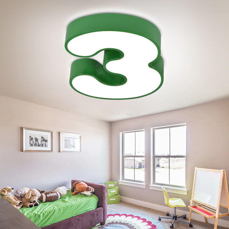 Contemporary Creative Kids Iron Number Design LED Flush Mount Ceiling Light For Bedroom Cuvalon