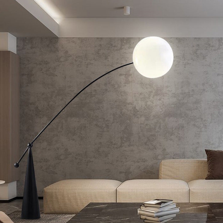 Contemporary Creative Tapered Base Fishing Rod Orb Iron Glass 1-Light Standing Floor Lamp For Living Room Cuvalon