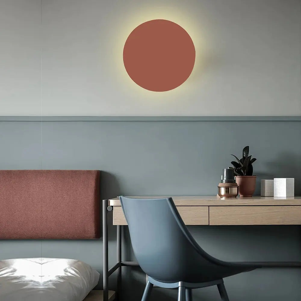 Modern Minimalist Colorful Round Iron LED Wall Sconce Lamp Cuvalon