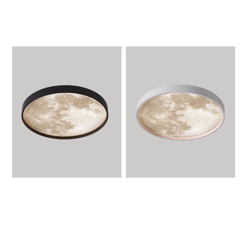 Nordic Creative Moon Round LED Flush Mount Ceiling Light Cuvalon