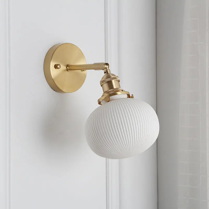 Japanese Retro Minimalist Cylinder Oval Brass Lucite 1-Light Wall Sconce Lamp Cuvalon