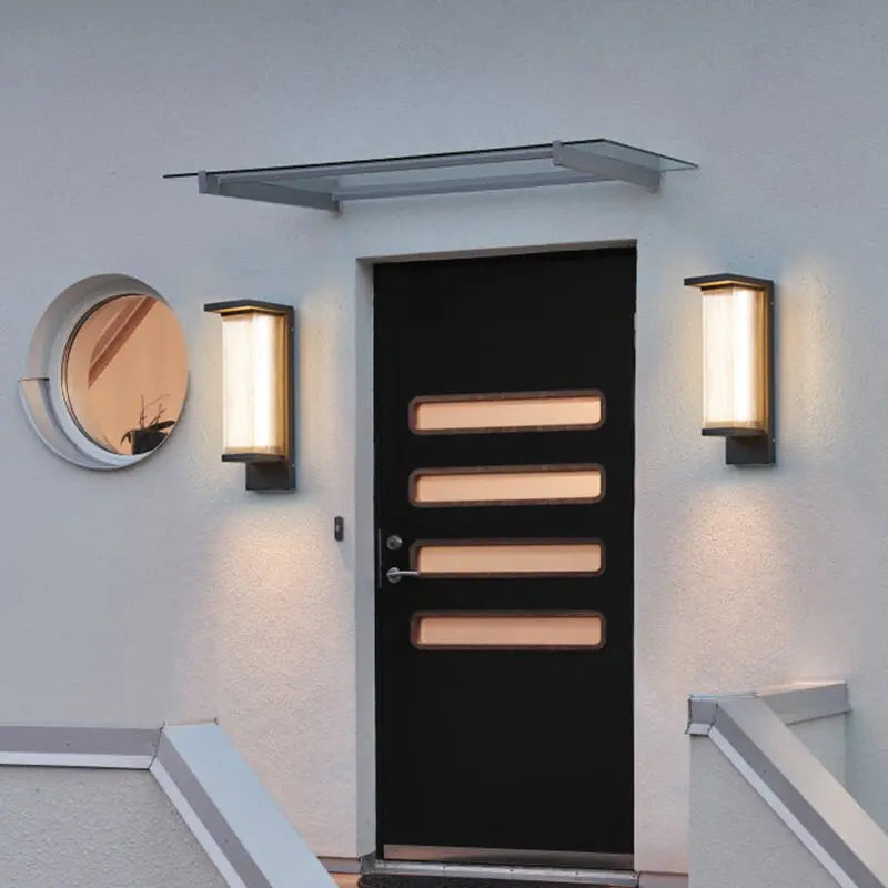 Industrial Waterproof Rectangular PC Striped Shade LED Outdoor Wall Sconce Lamp Cuvalon
